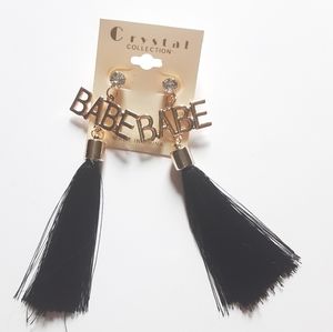 Crystal Collection Black Babe Tassel Earrings